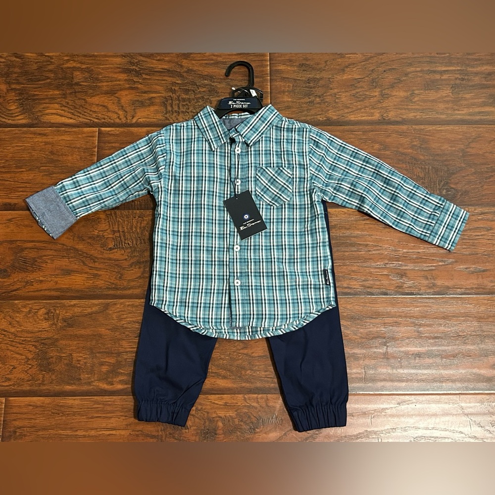 NWT Boys BEN SHERMAN Button Down Shirt and Pants Set - Size 2T